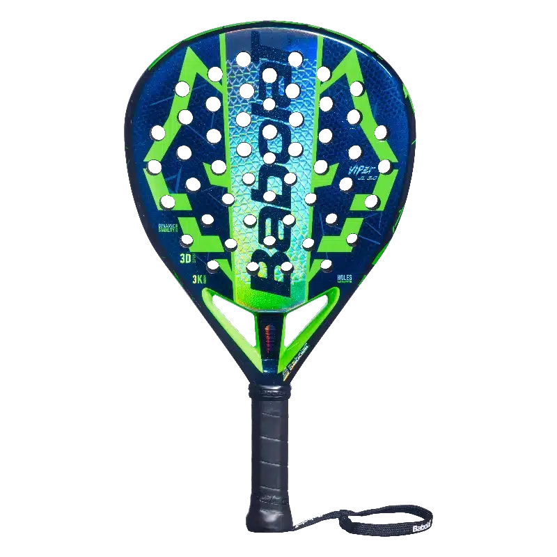 Raquette de padel Babolat Viper JL 3.0 2026 bleu et vert, face avant, fond blanc